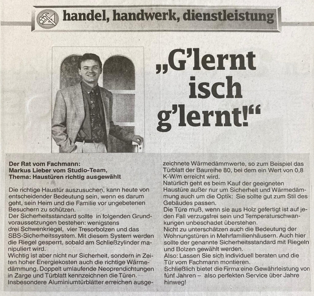 Markus Lieber ist seit über 30 Jahren der Profi für Türen und Fenster